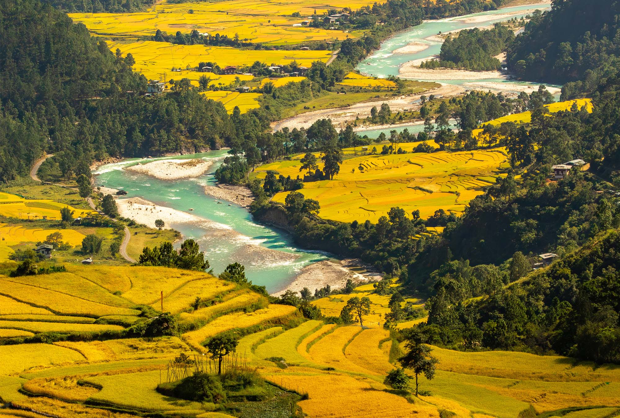 Himalayan mountain landscape in Bhutan